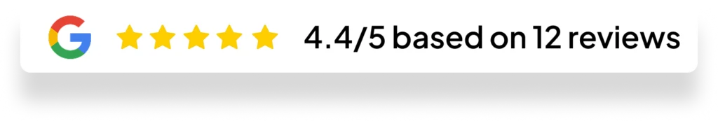Google review badge showing 4.4 out of 5 based on 12 reviews
